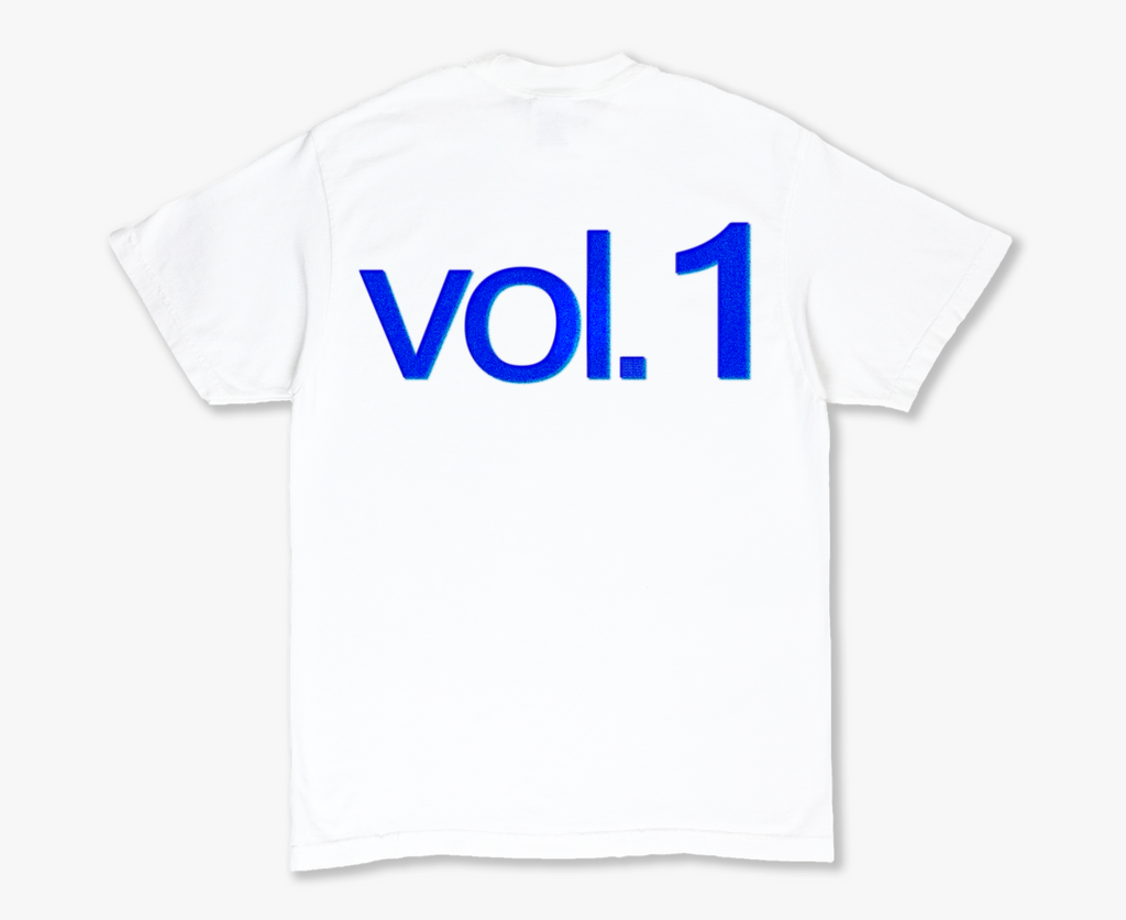 THE YEARN ESSENTIALS TEE | WHITE AND BLUE