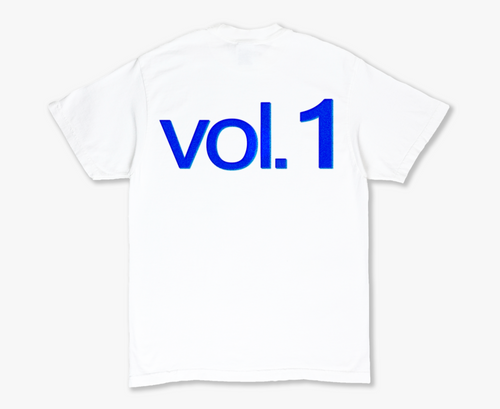 THE YEARN ESSENTIALS TEE | WHITE AND BLUE